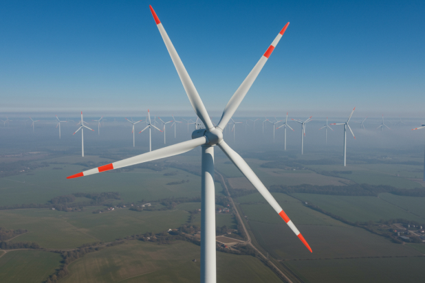 Wind turbine in open landscape